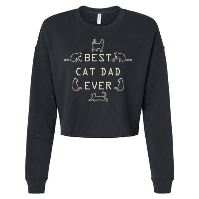Feline Cat Father Kitty Dad Fathers Day Meow Cropped Pullover Crew