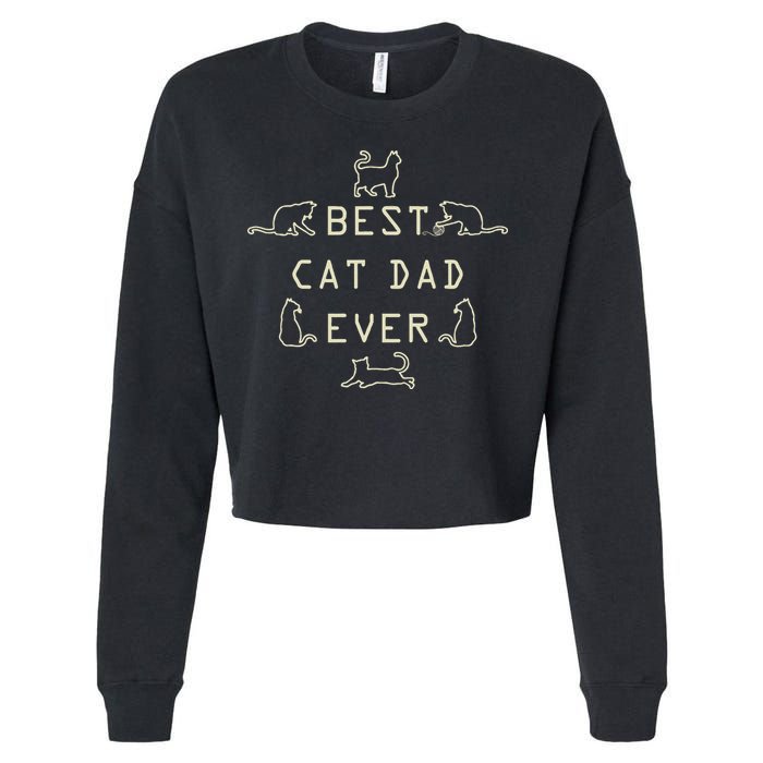 Feline Cat Father Kitty Dad Fathers Day Meow Cropped Pullover Crew