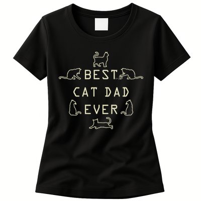 Feline Cat Father Kitty Dad Fathers Day Meow Womens T-Shirt