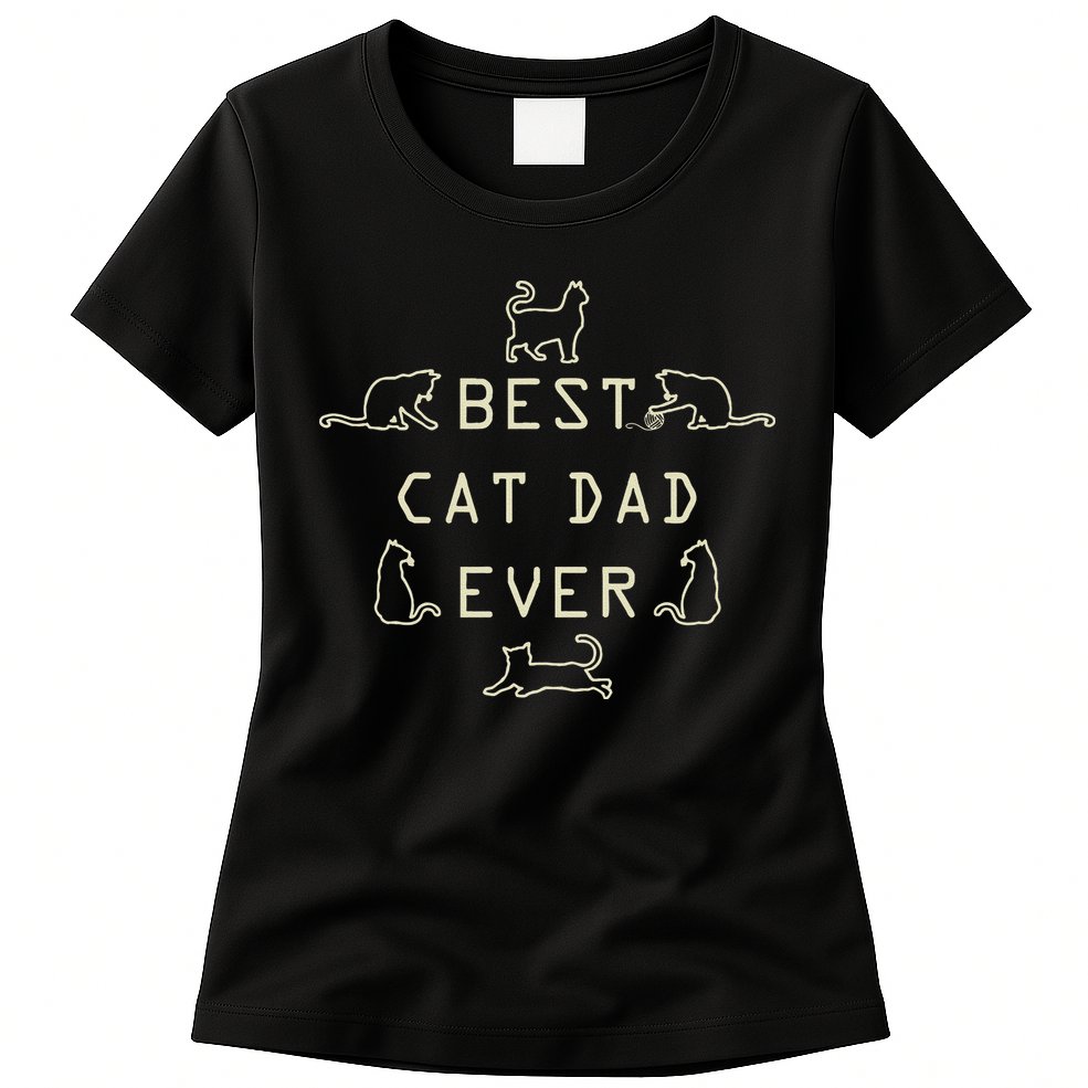 Feline Cat Father Kitty Dad Fathers Day Meow Womens T-Shirt
