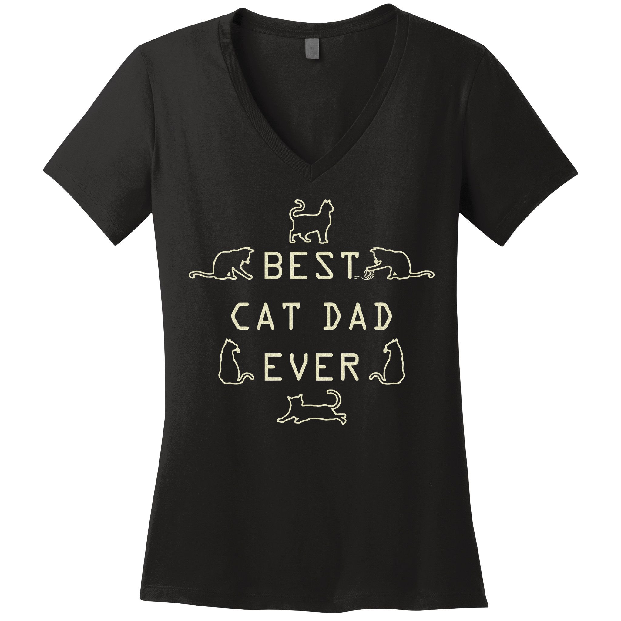 Feline Cat Father Kitty Dad Fathers Day Meow Women's V-Neck T-Shirt