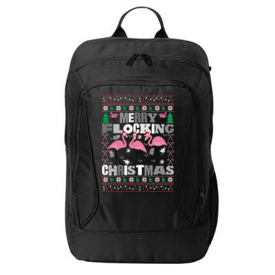 Flamingo Christmas Funny Gift Funny Merry Flocking Christmas Gift City Backpack