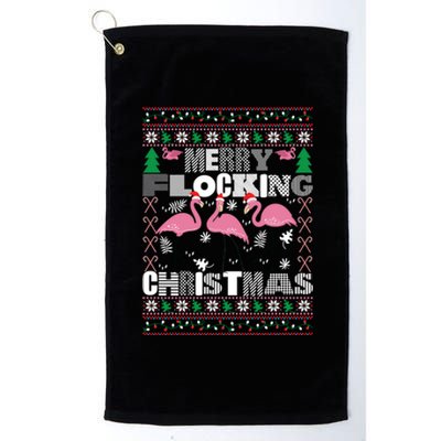 Flamingo Christmas Funny Gift Funny Merry Flocking Christmas Gift Platinum Collection Golf Towel