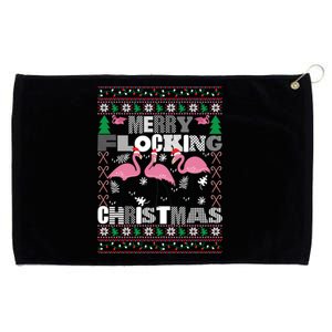 Flamingo Christmas Funny Gift Funny Merry Flocking Christmas Gift Grommeted Golf Towel