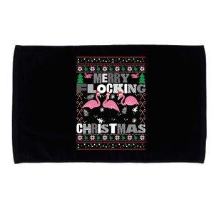 Flamingo Christmas Funny Gift Funny Merry Flocking Christmas Gift Microfiber Hand Towel