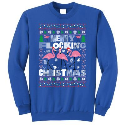 Flamingo Christmas Funny Gift Funny Merry Flocking Christmas Gift Sweatshirt