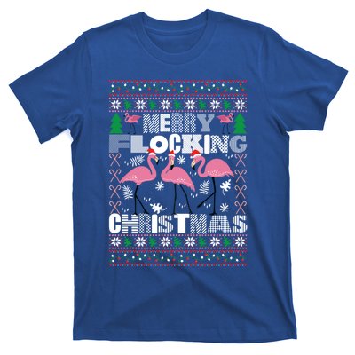 Flamingo Christmas Funny Gift Funny Merry Flocking Christmas Gift T-Shirt