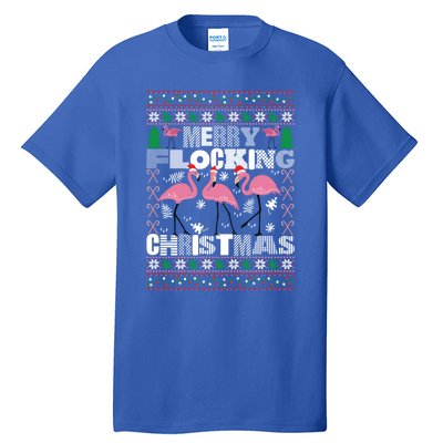 Flamingo Christmas Funny Gift Funny Merry Flocking Christmas Gift Tall T-Shirt