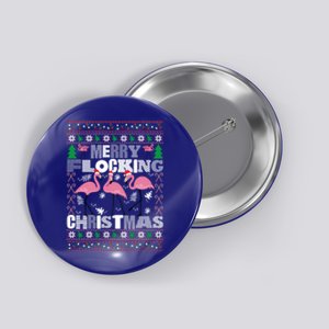 Flamingo Christmas Funny Gift Funny Merry Flocking Christmas Gift Button