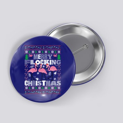 Flamingo Christmas Funny Gift Funny Merry Flocking Christmas Gift Button