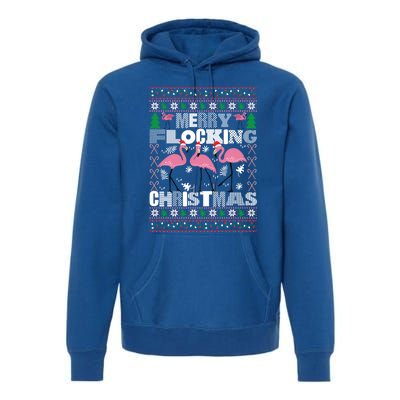 Flamingo Christmas Funny Gift Funny Merry Flocking Christmas Gift Premium Hoodie