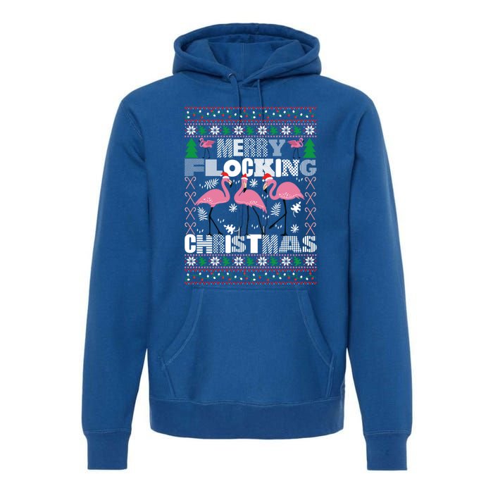 Flamingo Christmas Funny Gift Funny Merry Flocking Christmas Gift Premium Hoodie