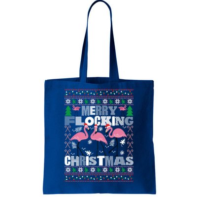 Flamingo Christmas Funny Gift Funny Merry Flocking Christmas Gift Tote Bag