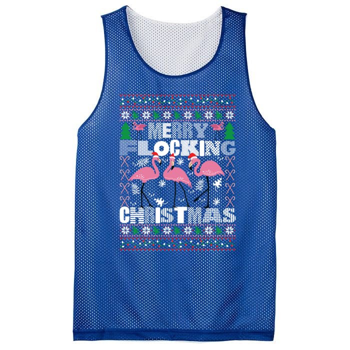 Flamingo Christmas Funny Gift Funny Merry Flocking Christmas Gift Mesh Reversible Basketball Jersey Tank