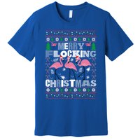 Flamingo Christmas Funny Gift Funny Merry Flocking Christmas Gift Premium T-Shirt