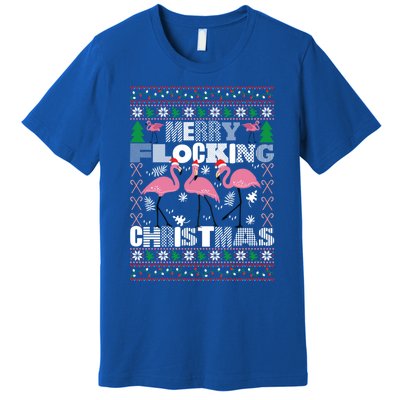 Flamingo Christmas Funny Gift Funny Merry Flocking Christmas Gift Premium T-Shirt