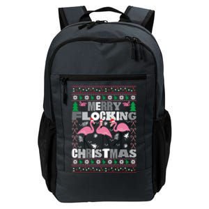 Flamingo Christmas Funny Gift Funny Merry Flocking Christmas Gift Daily Commute Backpack