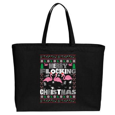 Flamingo Christmas Funny Gift Funny Merry Flocking Christmas Gift Cotton Canvas Jumbo Tote