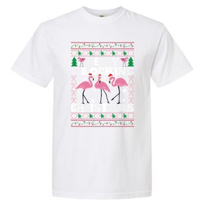 Flamingo Christmas Funny Gift Funny Merry Flocking Christmas Gift Garment-Dyed Heavyweight T-Shirt