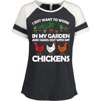 Funny Chicken For Men Women Gardening Chicken Lovers Garden T Enza Ladies Jersey Colorblock Tee