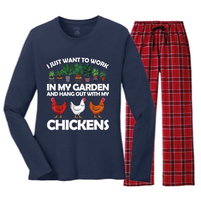 Funny Chicken For Men Women Gardening Chicken Lovers Garden T Women's Long Sleeve Flannel Pajama Set 