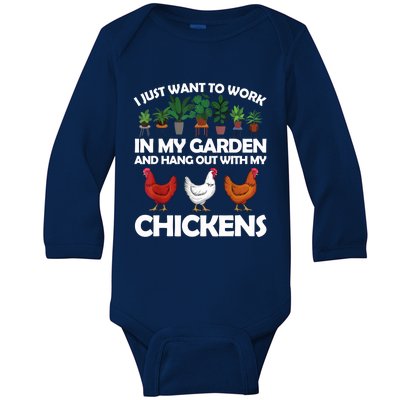 Funny Chicken For Men Women Gardening Chicken Lovers Garden T Baby Long Sleeve Bodysuit