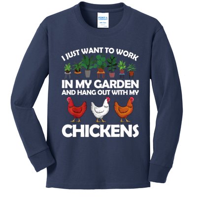 Funny Chicken For Men Women Gardening Chicken Lovers Garden T Kids Long Sleeve Shirt