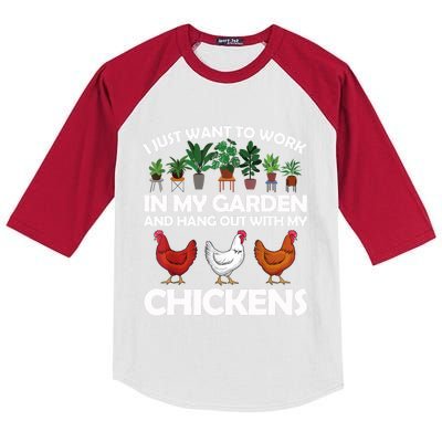 Funny Chicken For Men Women Gardening Chicken Lovers Garden T Kids Colorblock Raglan Jersey