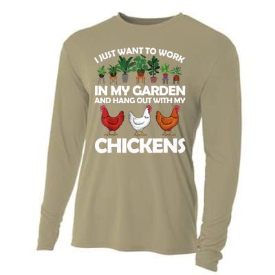 Funny Chicken For Men Women Gardening Chicken Lovers Garden T Cooling Performance Long Sleeve Crew