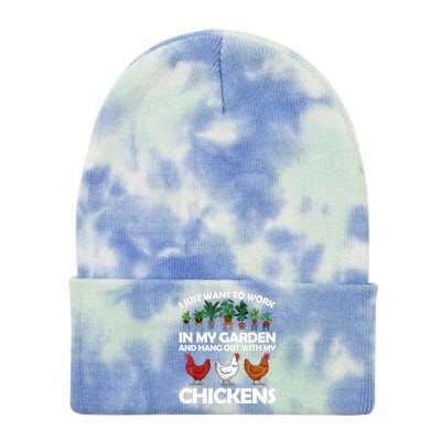 Funny Chicken For Men Women Gardening Chicken Lovers Garden T Tie Dye 12in Knit Beanie