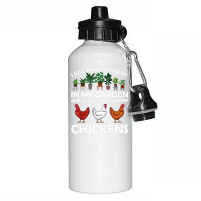 Funny Chicken For Men Women Gardening Chicken Lovers Garden T Aluminum Water Bottle