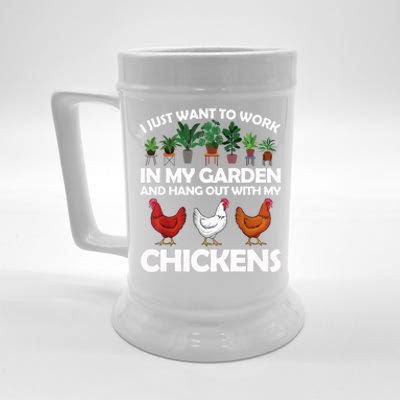 Funny Chicken For Men Women Gardening Chicken Lovers Garden T Beer Stein