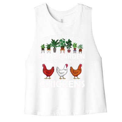 Funny Chicken For Men Women Gardening Chicken Lovers Garden T Women's Racerback Cropped Tank