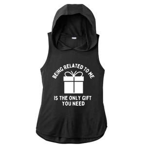 Funny Christmas Family Being Related To Me Humorous Gift Ladies PosiCharge Tri-Blend Wicking Draft Hoodie Tank