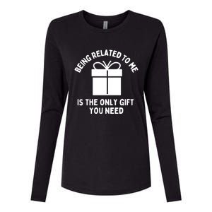 Funny Christmas Family Being Related To Me Humorous Gift Womens Cotton Relaxed Long Sleeve T-Shirt