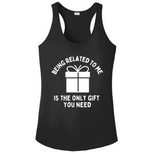 Funny Christmas Family Being Related To Me Humorous Gift Ladies PosiCharge Competitor Racerback Tank