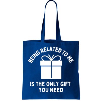 Funny Christmas Family Being Related To Me Humorous Gift Tote Bag