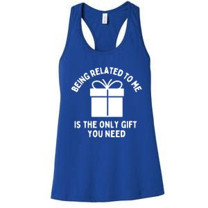 Funny Christmas Family Being Related To Me Humorous Gift Women's Racerback Tank