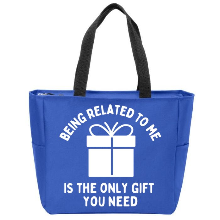 Funny Christmas Family Being Related To Me Humorous Gift Zip Tote Bag