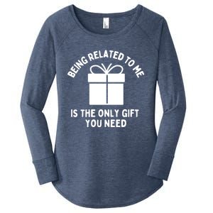 Funny Christmas Family Being Related To Me Humorous Gift Women's Perfect Tri Tunic Long Sleeve Shirt