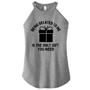 Funny Christmas Family Being Related To Me Humorous Gift Women's Perfect Tri Rocker Tank