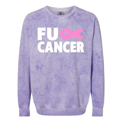 Fu Cancer Fu Cancer Fuck Breast Cancer Awareness Gift Colorblast Crewneck Sweatshirt