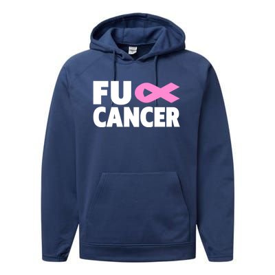 Fu Cancer Fu Cancer Fuck Breast Cancer Awareness Gift Performance Fleece Hoodie