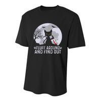 Funny Cat Fluff Around And Find Out Cat Owner Lover Cat Youth Performance Sprint T-Shirt