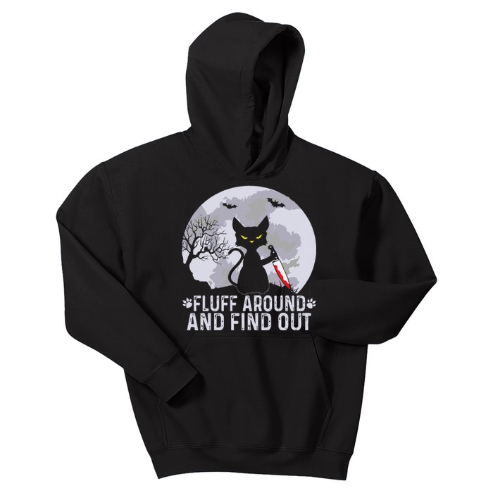 Funny Cat Fluff Around And Find Out Cat Owner Lover Cat Kids Hoodie