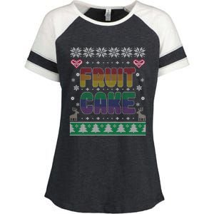 Fruit Cake Funny Gay Ugly Christmas Sweater Enza Ladies Jersey Colorblock Tee