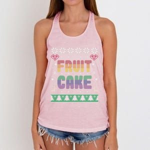 Fruit Cake Funny Gay Ugly Christmas Sweater Women's Knotted Racerback Tank