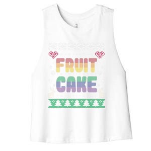 Fruit Cake Funny Gay Ugly Christmas Sweater Women's Racerback Cropped Tank