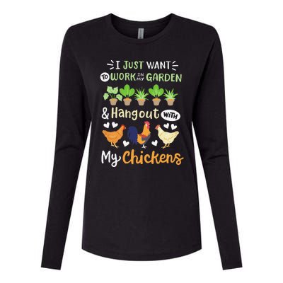 Funny Chicken For Wo Gardening Chicken Lovers Garden Womens Cotton Relaxed Long Sleeve T-Shirt