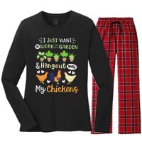 Funny Chicken For Wo Gardening Chicken Lovers Garden Women's Long Sleeve Flannel Pajama Set 